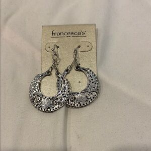 Francesca's Collections Silver Filigree Dangle Earrings-new
